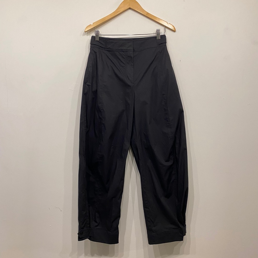 COS Black Tapered Barrel Leg Trousers High Waisted Cotton Blend Pants Womens 6 - Picture 2 of 7
